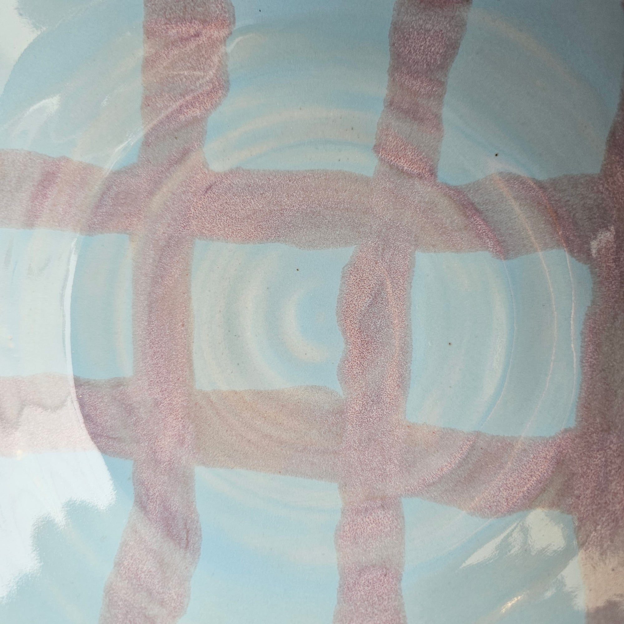 PLAID SKY BLUE & ORCHID PLATE BOWL