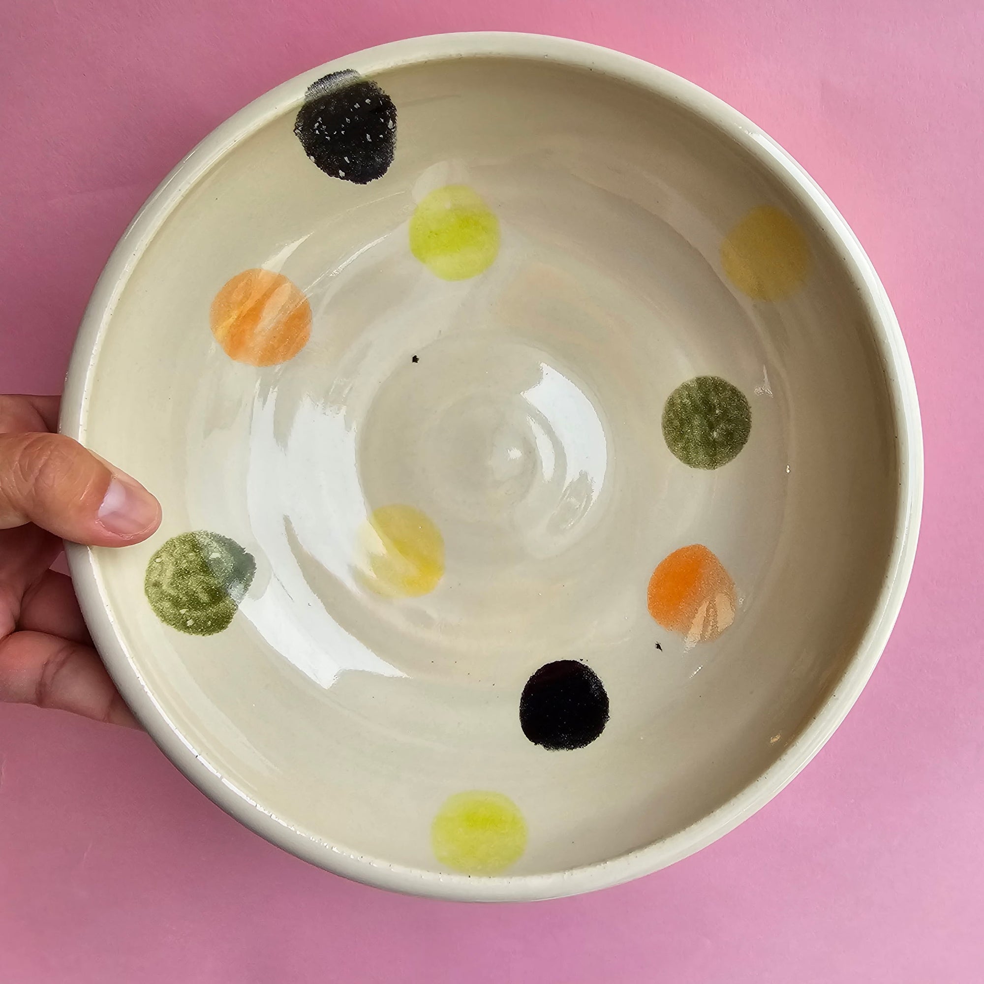 FALL LEAVES DOT PLATE BOWL