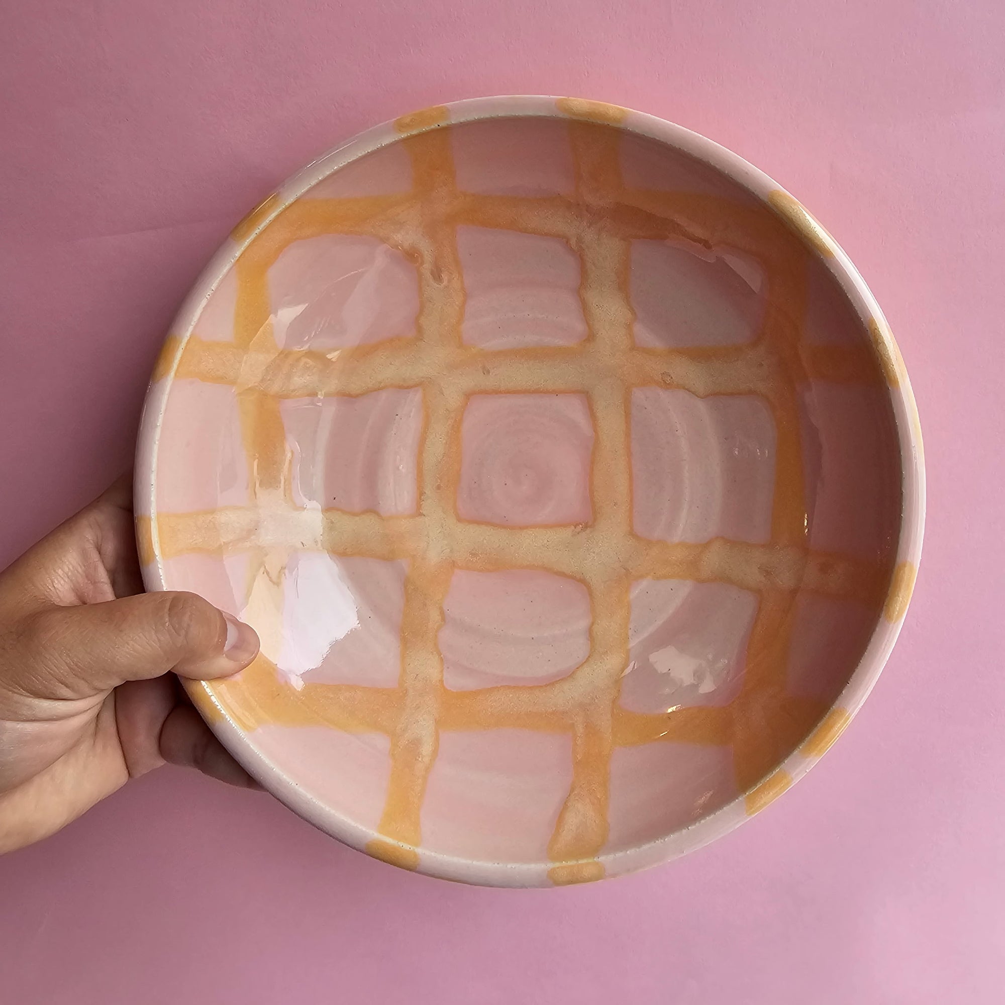 PLAID PINKY & PEACHY PLATE BOWL