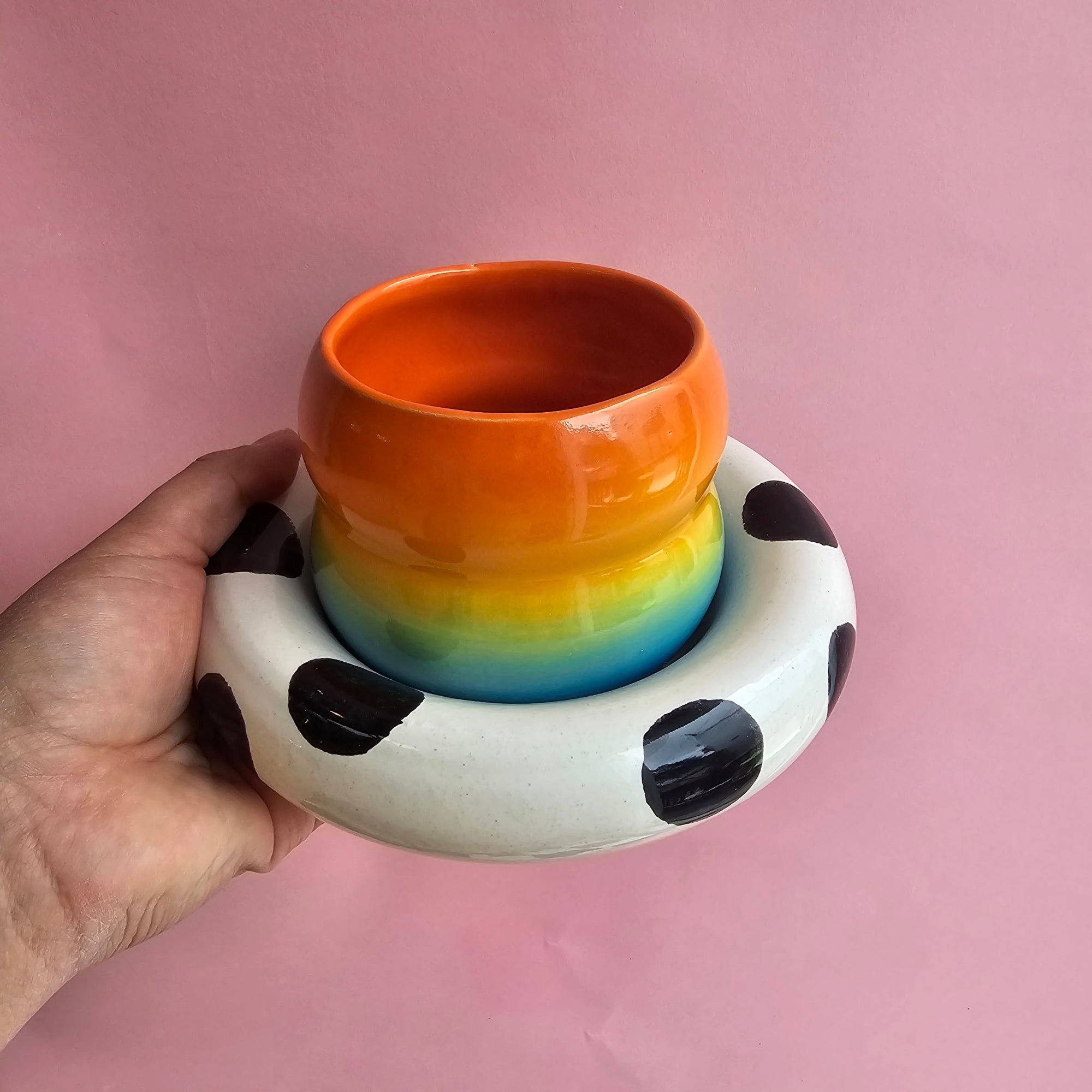 BOLD RAINBOW VENUS CUP AND SAUCER SET