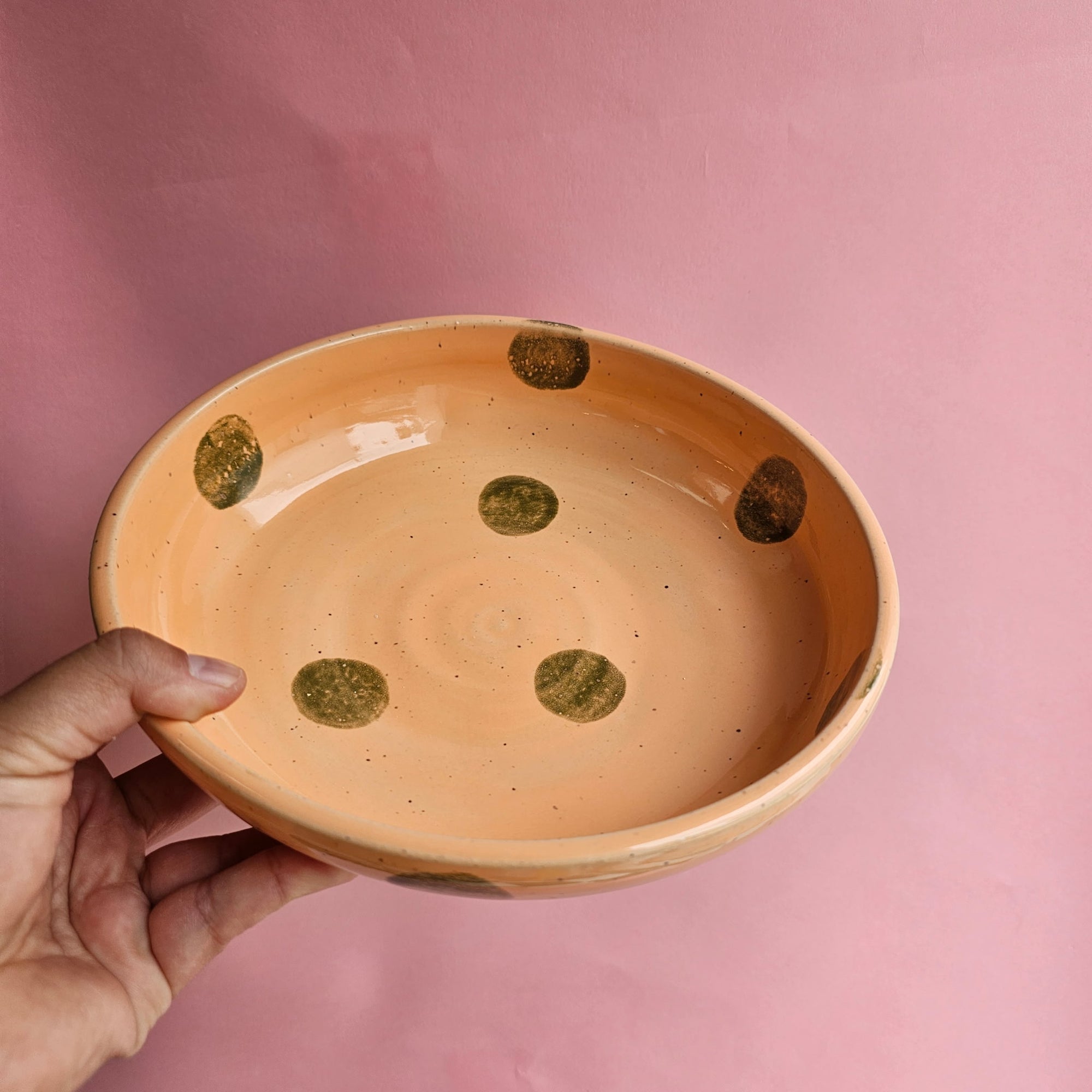 PEACH TREE SPECKLED DOTS PLATE BOWL