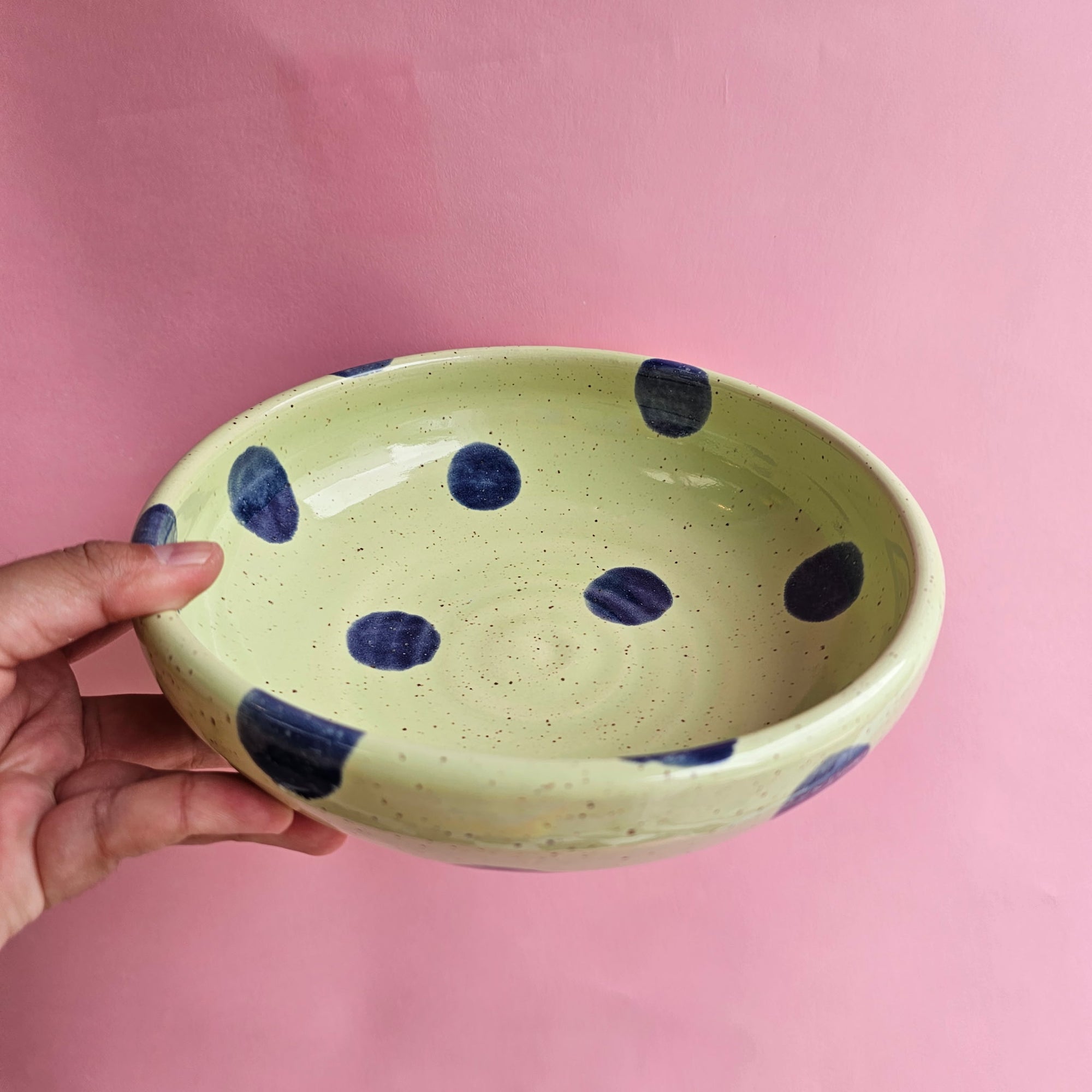 COOL MINT SPECKLED DOTS PLATE BOWL