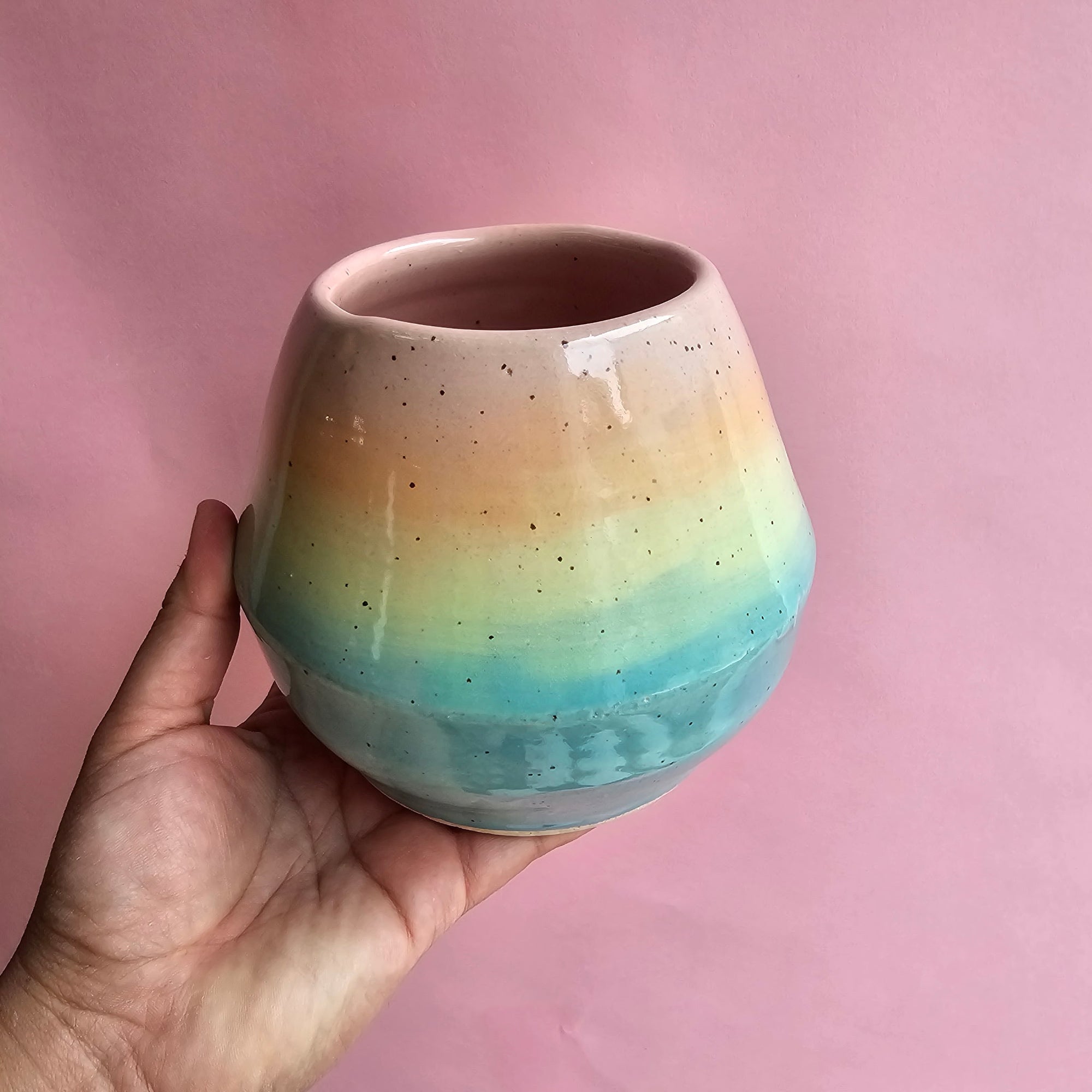 PASTEL RAINBOW SPECKLED DROP VASE