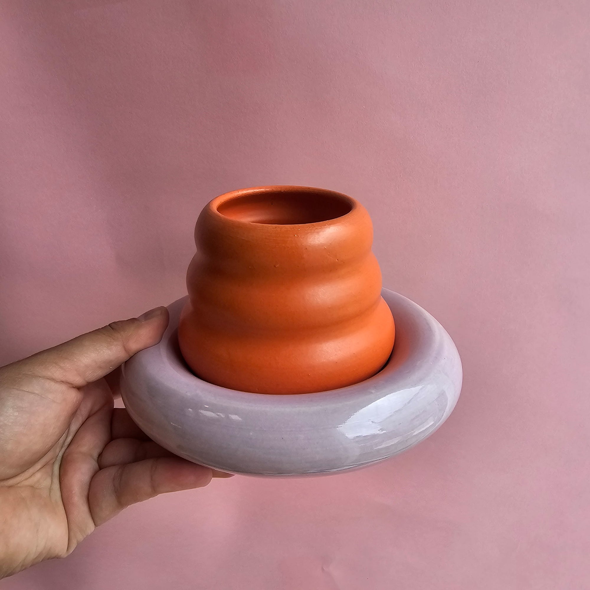 ORANGE PEEL CHUBBY CUP AND SAUCER