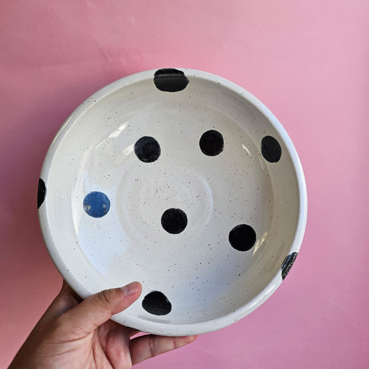 POLKADOT LIGHT SPECKLE PLATE BOWL