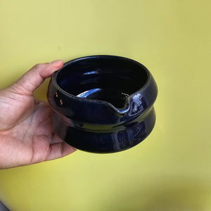 BLUE GLASS ANGLES MATCHA BOWL