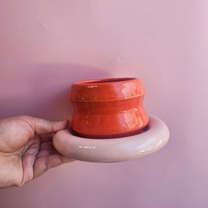 ANGLE CHERRY PINKY CUP AND SAUCER SET