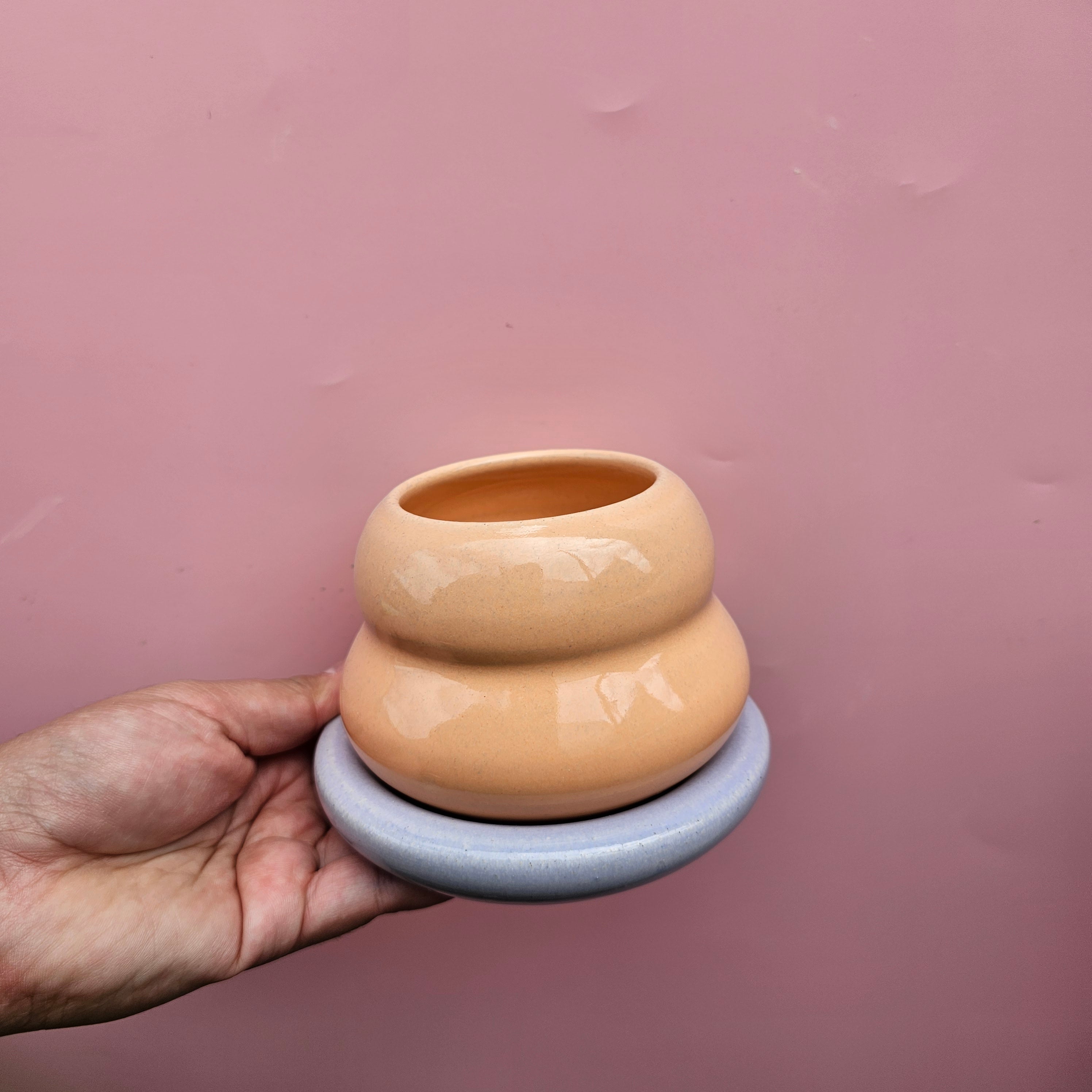 CUP AND DISH PEACHY MOONSTONE