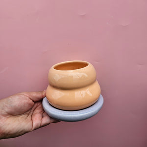 CUP AND DISH PEACHY MOONSTONE
