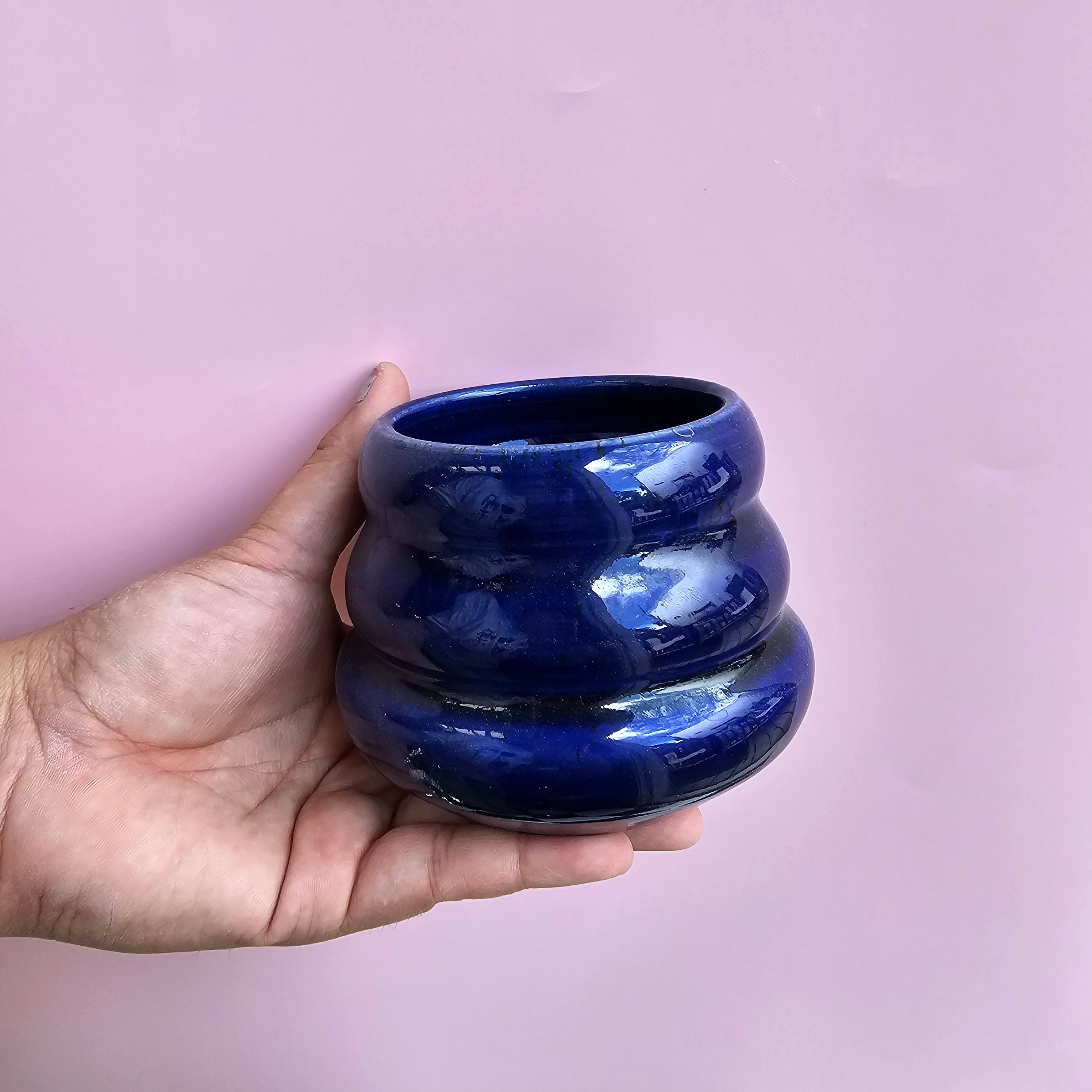 BLUE GLASS TRIPPY CUP