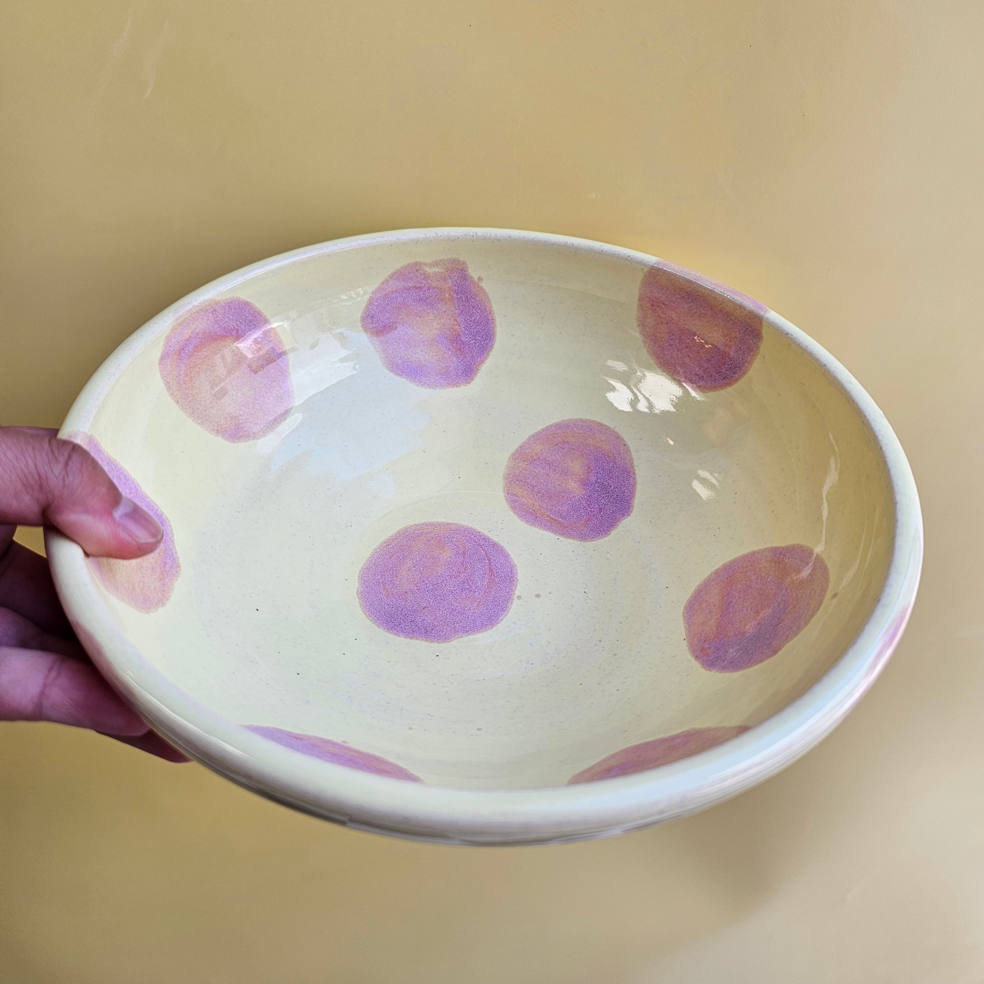 LEMON FROSTING BIG DOTS PLATE BOWL
