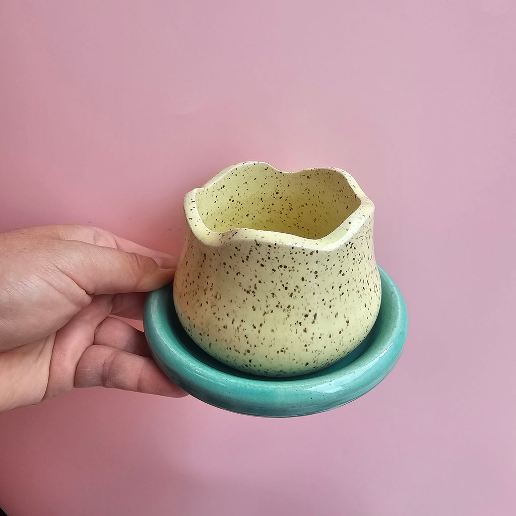SPECKLED DAY BLOOM CUP AND SAUCER