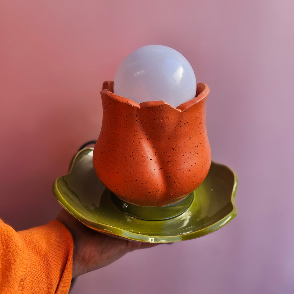 PERSIMMON SPECKLED TULIP LAMP!