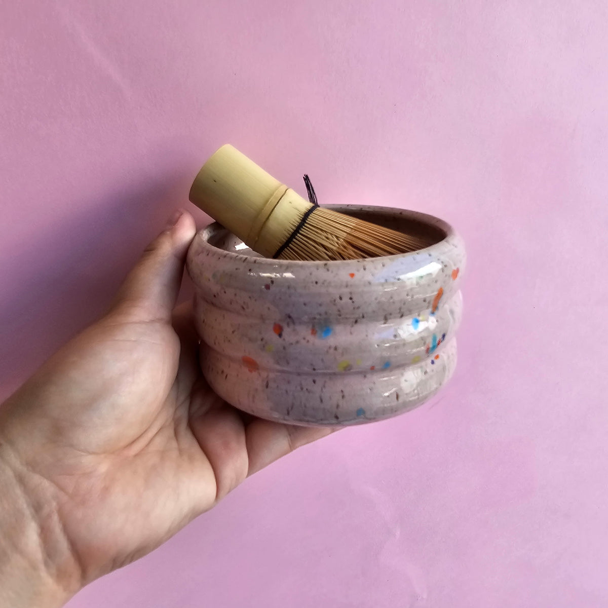 RAINBOW SPECKLED TRIPPY MATCHA BOWL