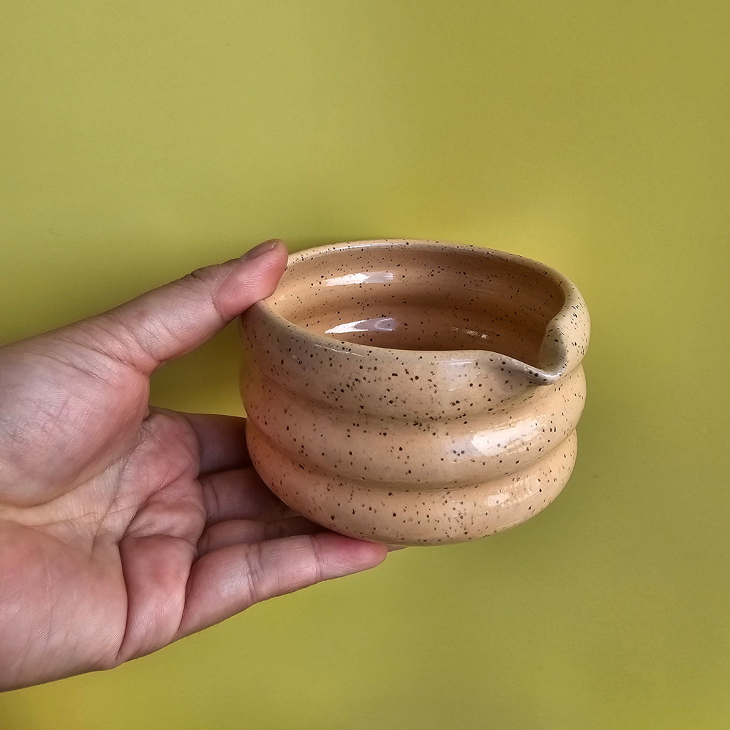 PEACHY SPECKLED TRIPPY MATCHA BOWL