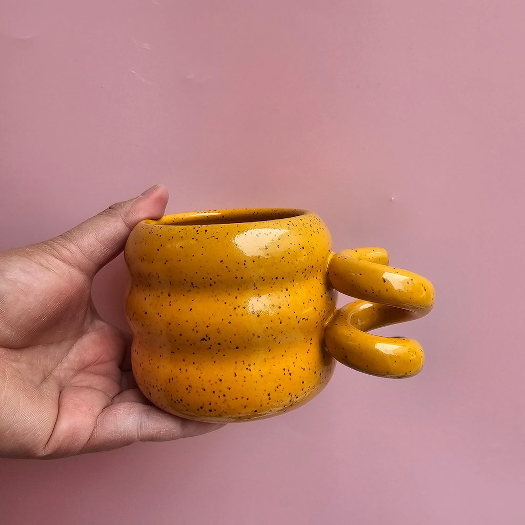 PUMPKIN SPECKLED CORKSCREW TRIPPY MUG!