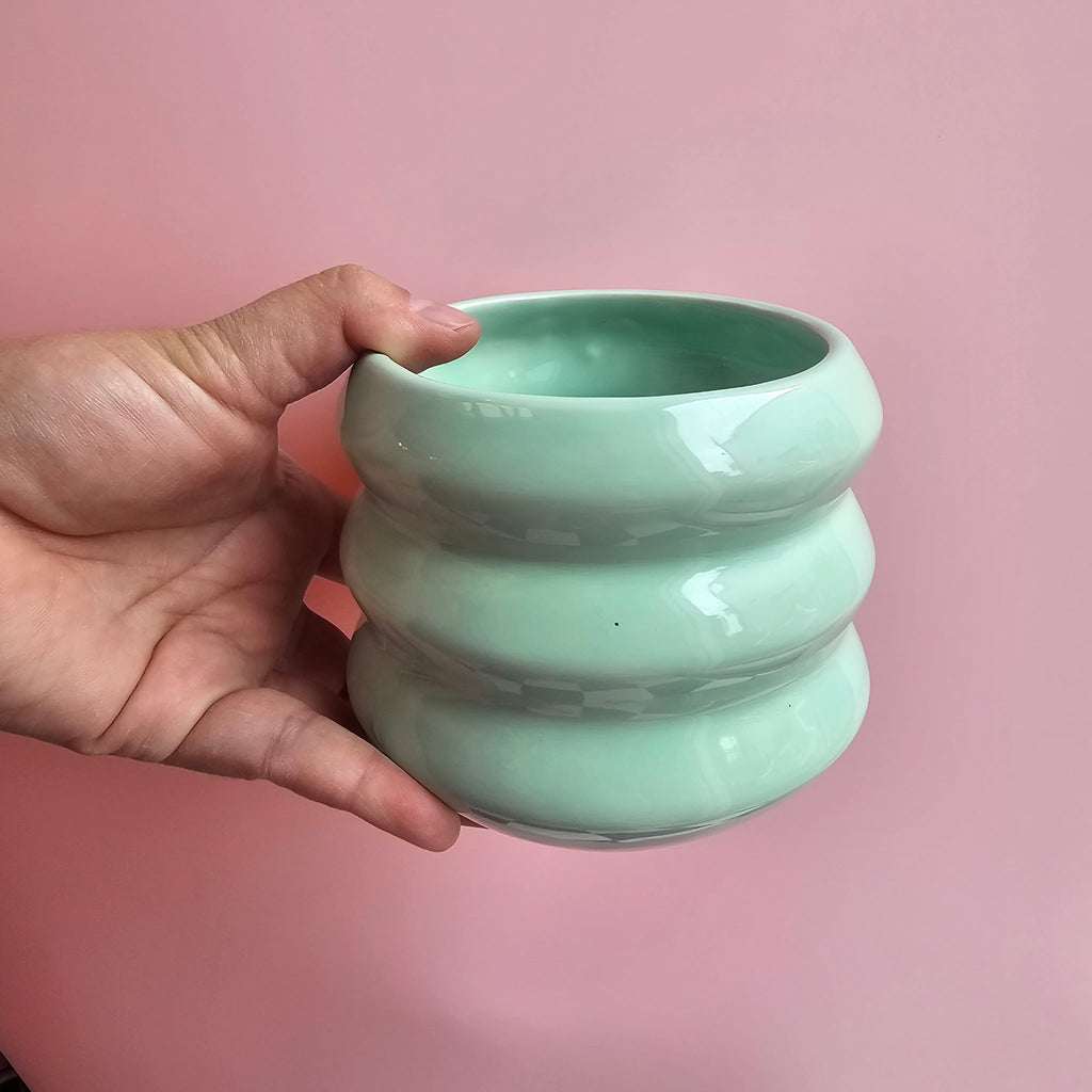 SOFT TEAL ZIG ZAG JUMBO CUP/VASE