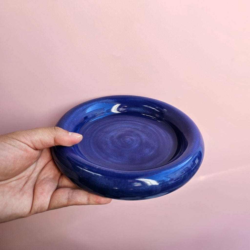 BLUE GLASS BUBBLE DISH