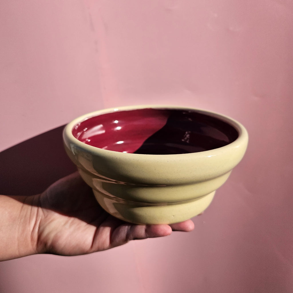 CRÈME & BLACK CHERRY STAIRS CERAL BOWL!