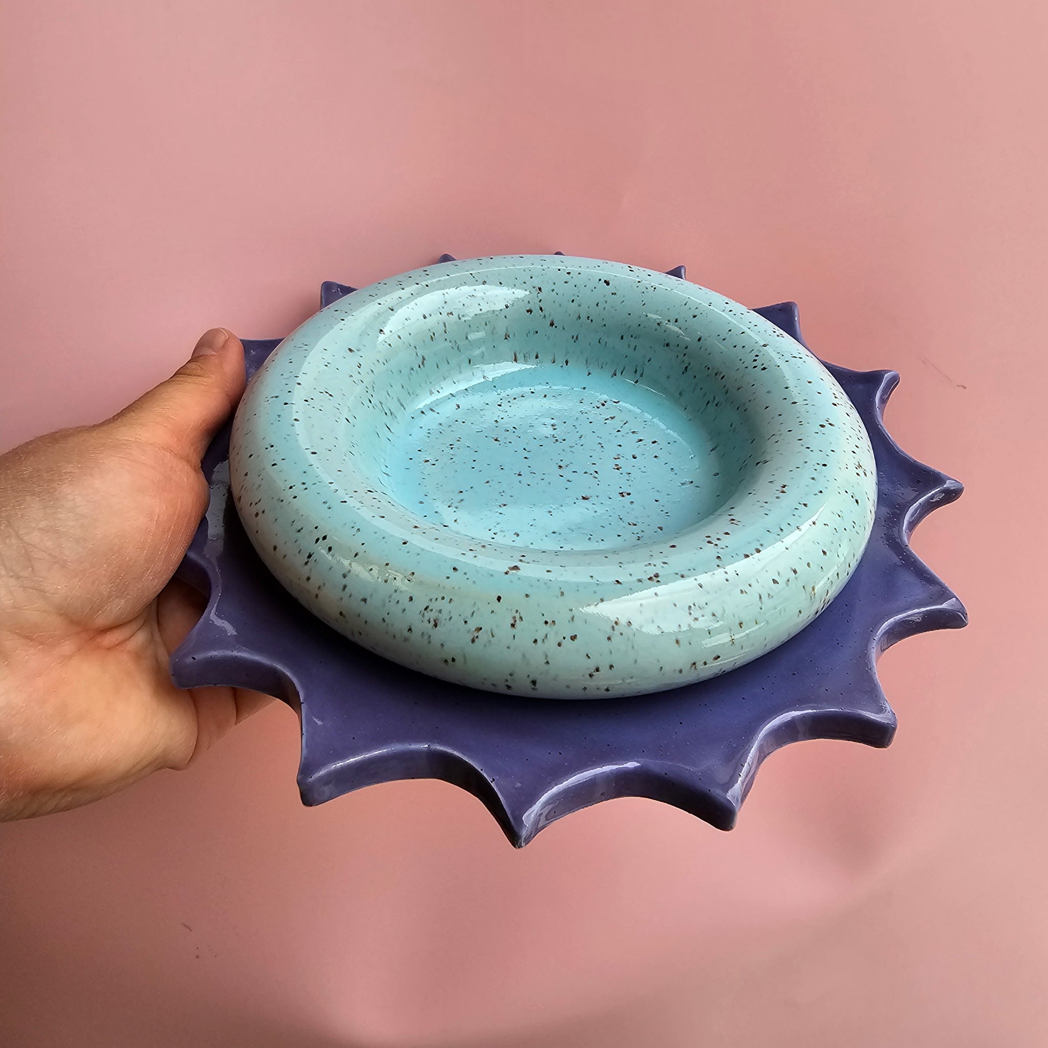 BLUE BUBBLE DISH & SPIKEY DISH 2PC SET