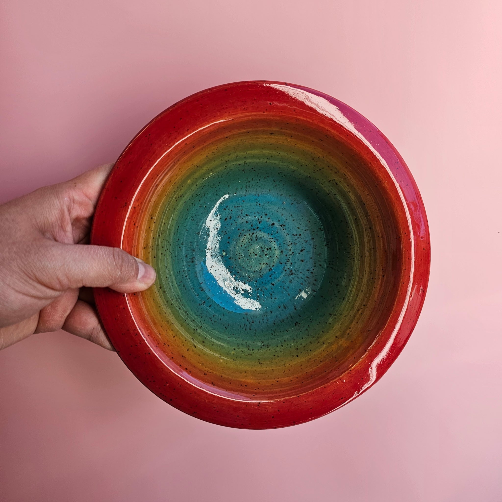 DARK RAINBOW DONUT DISH PLATE