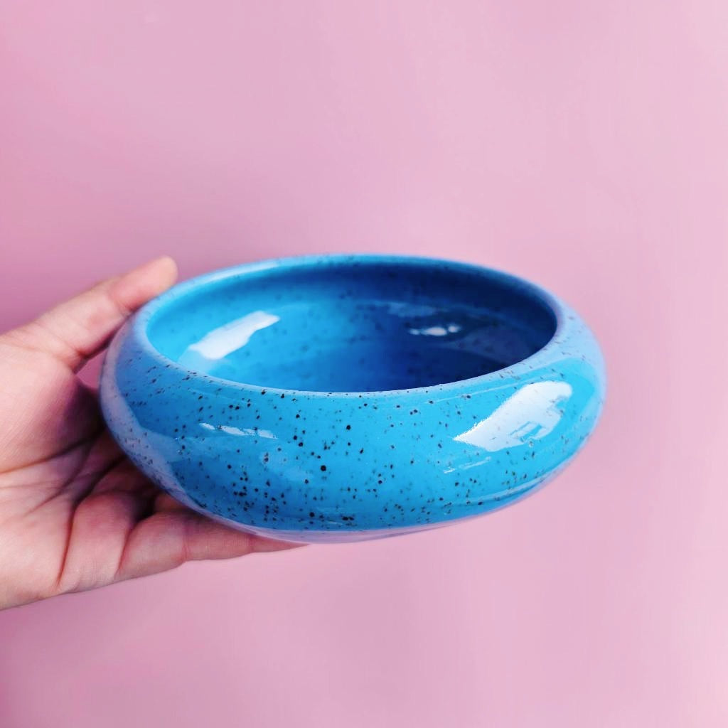 TROPICAL BLUE SPECKLED STACKABLE PLATE BOWL
