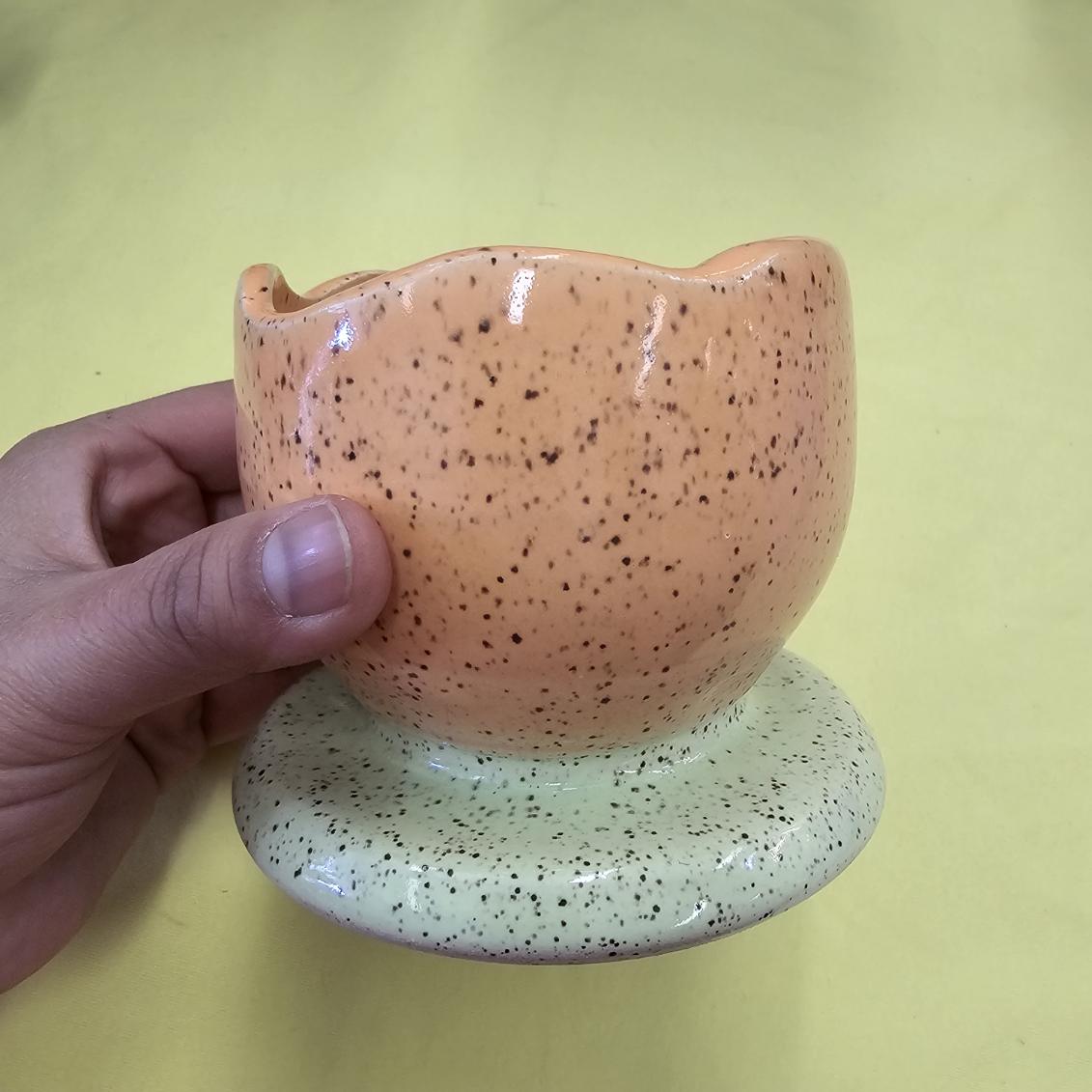 PINK & SKY BLUE SPECKLED TULIP MUG