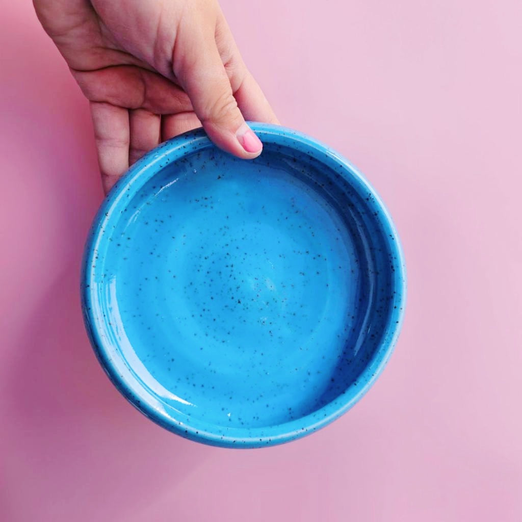 TROPICAL BLUE SPECKLED PLATE BOWL