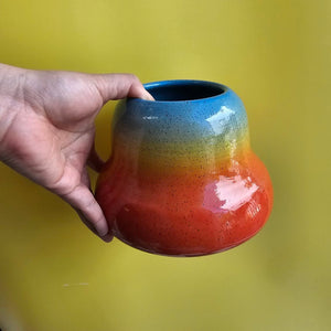 RAINBOW SPECKLED PYRAMID PLANTER VASE