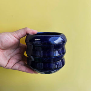 BLUE GLASS ZIGZAG CUP!