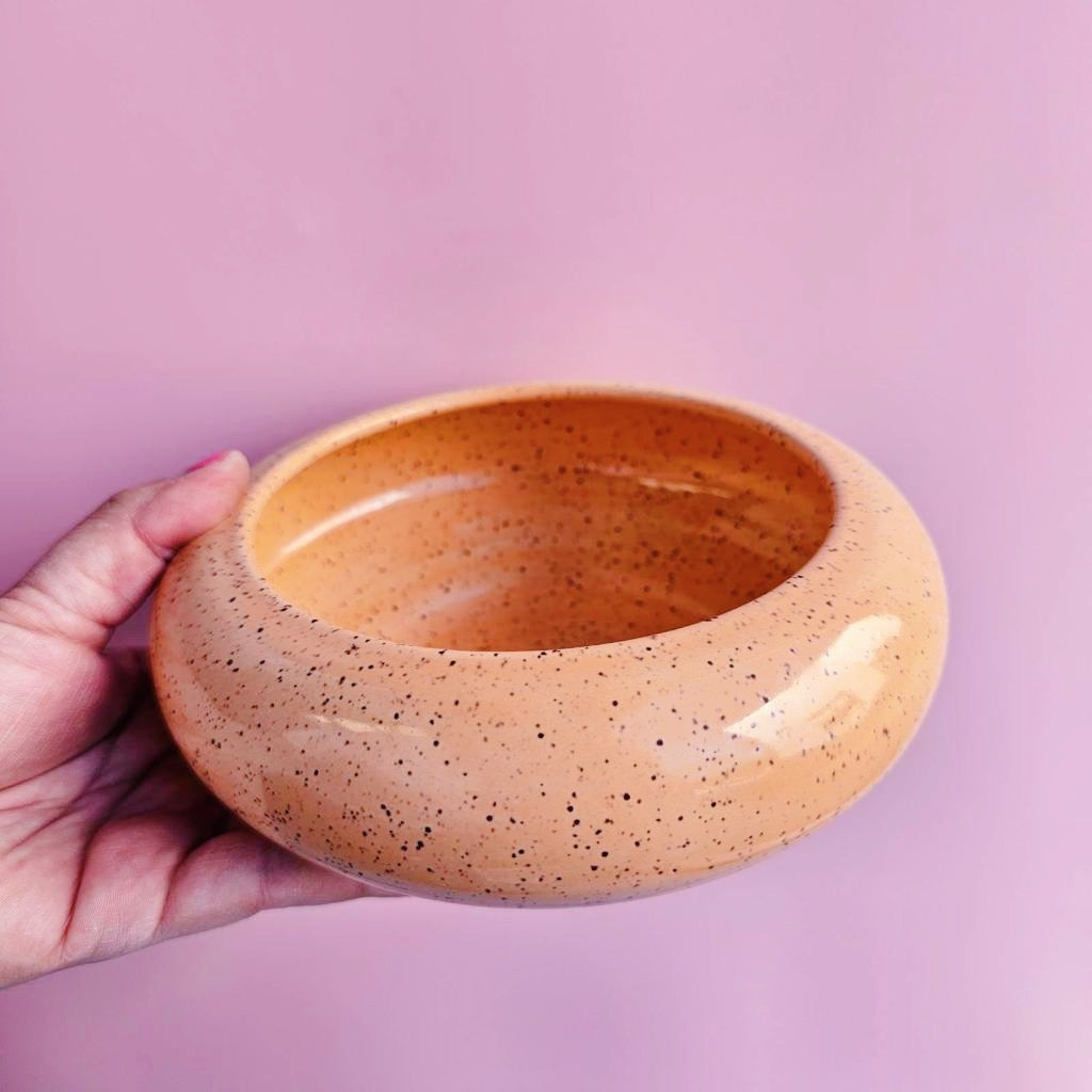 PEACHY SPECKLED STACKABLE PLATE BOWL
