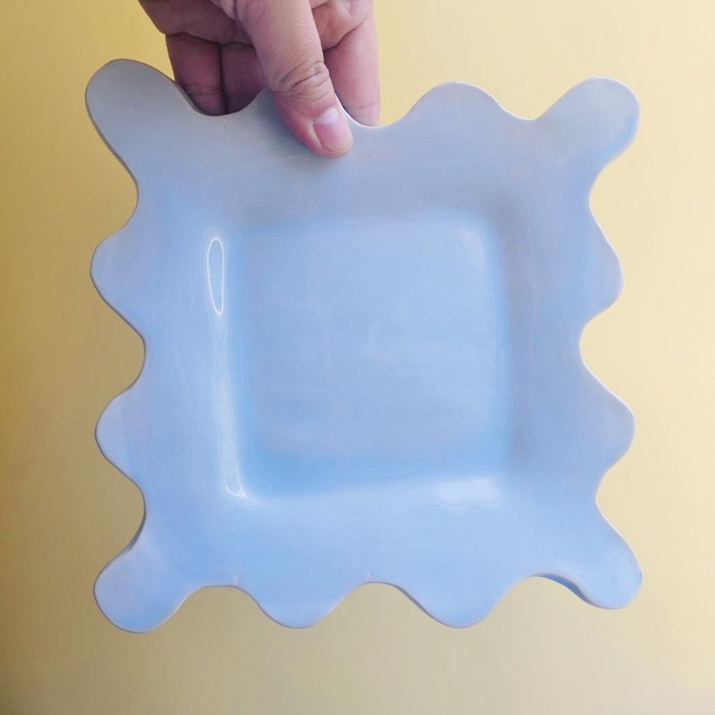 *SECONDS* BLUE SKY SQUARE SQUIGGLE PLATE