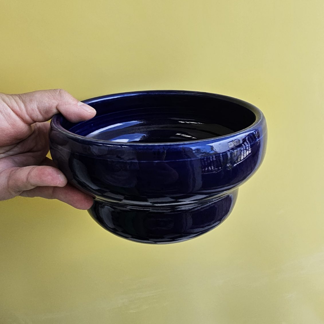 BLUE GLASS BUBBLE BOWL