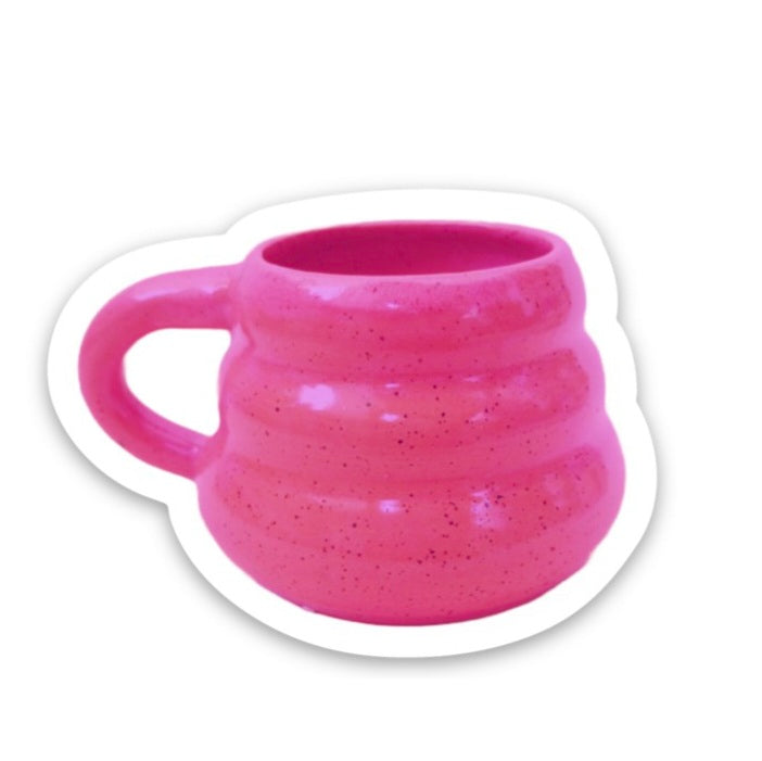 HOT PINK CHUBBY MUG STICKER SMALL