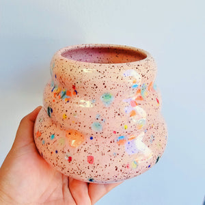 PINK CAKE SPECKLED CHUBBY VASE