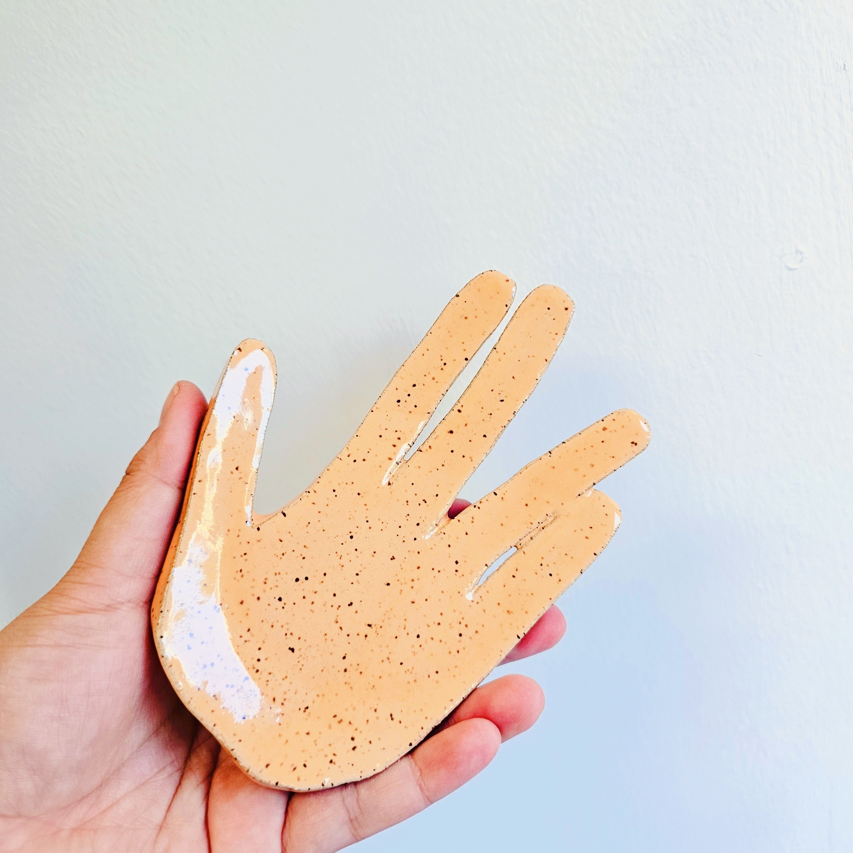 PEACHY SPECKLED HAND DISH